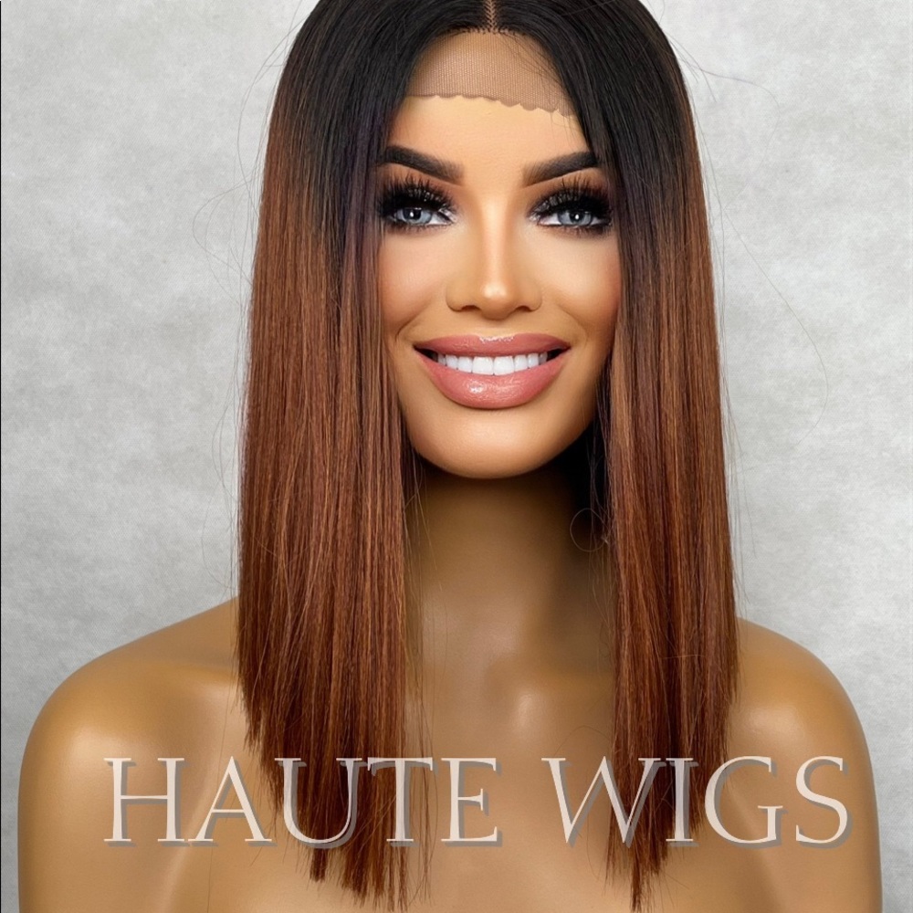 Golden Auburn BNWT wig mixed human hair heat resistant no lace front wig!